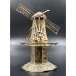 An Antique Dutch Silver Windmill - One of the blades is missing so A/F. 9.5cm tall. 48g