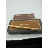 Vintage gold plated Paper Mate Fountain pen complete with an original Paper Mate box and instruction