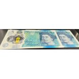 Two 2016 Cleland Five Pound Notes. AJ54 794974 and AL51 781879. B414. Uncirculated condition in a