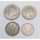 Four Rare White Metal Persian Coins - Mohammed Reza, Shah Pahlav, The king of Iran. 2,5,10 and 20