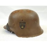 3rd Reich Organisation Todt M40 Helmet, liner & chin strap.