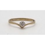 A 9K Yellow Gold CZ Solitaire Ring. Size N. 1.2g