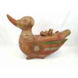 A Peculiar Giant Wooden Antique Duck in the Form of a Babies Cot! An extraordinary hand-made and