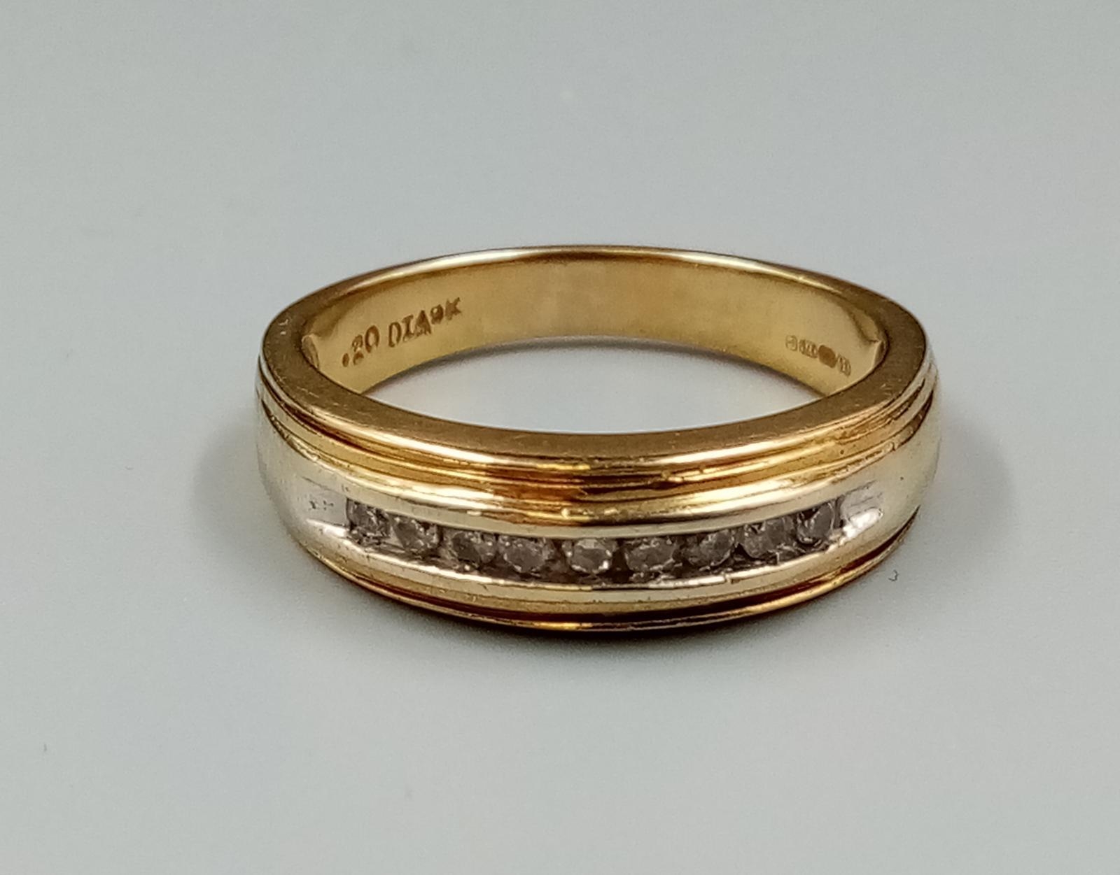 A 9 K yellow gold ring with band of diamonds. Ring size: T, weight: 5.3 g. - Image 2 of 7