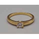 An 18K Yellow Gold Diamond Solitaire Ring. 0.30ct. Size N. 3.1g.