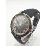 CARTIER BLACK FACE WITH ROSE GOLD NUMERAL AND HAND, AUTOMATIC WATCH. 42MM