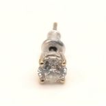 18CT WHITE GOLD SINGLE DIAMOND STUD EARRING. .0.60CT APPROX
