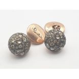 PAIR OF VINTAGE Pomellato DIAMOND AND ROSE GOLD CUFFLINKS, WEIGHT 13.8G