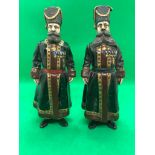 A pair of 20th century stunning large Russian cold painted bronze figures Weight 1562 grams Height