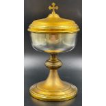 An antique, Italian solid silver and gilded, Chalice cup. Height: 25.4 cm, weight: 610 g. In