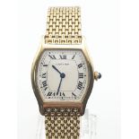 CARTIER 18K YELLOW GOLD WATCH WITH WHITE FACE AND SOLID GOLD STRAP, 26MM