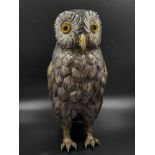 A stunning early 20th century very large sterling silver German owl statue figure c.1920 height :