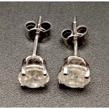 18K White Gold Diamond Four-Claw Diamond Solitaire Stud Earrings. 1.80CT total weight.
