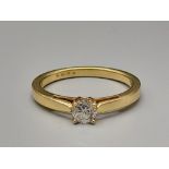 An 18K Yellow Gold Diamond Solitaire Ring. 0.30ct.