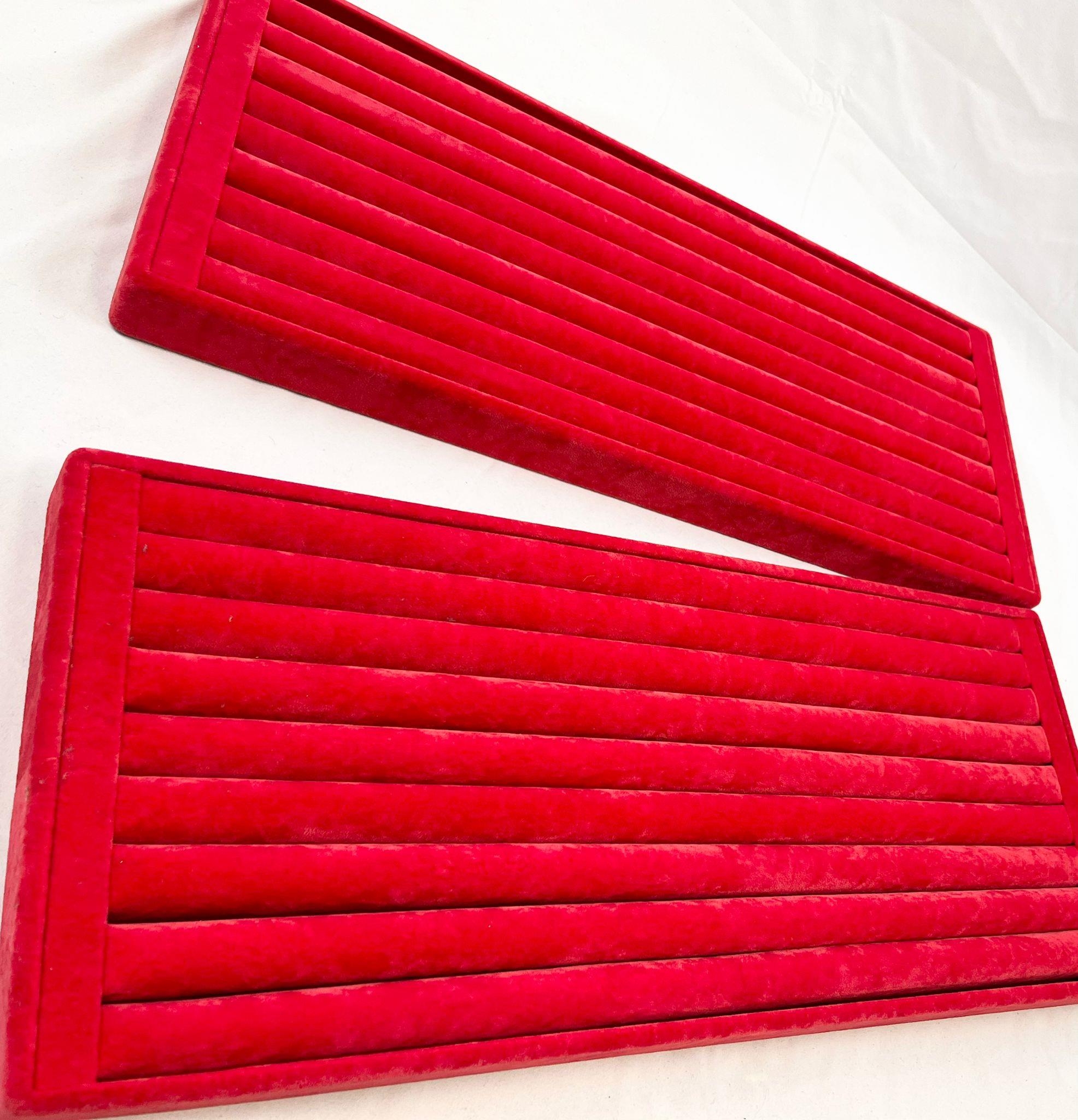 Two Large Hand-Made Ring-Holder Trays in Red Velvet. Each tray capable of holding 250 rings. - Image 2 of 3