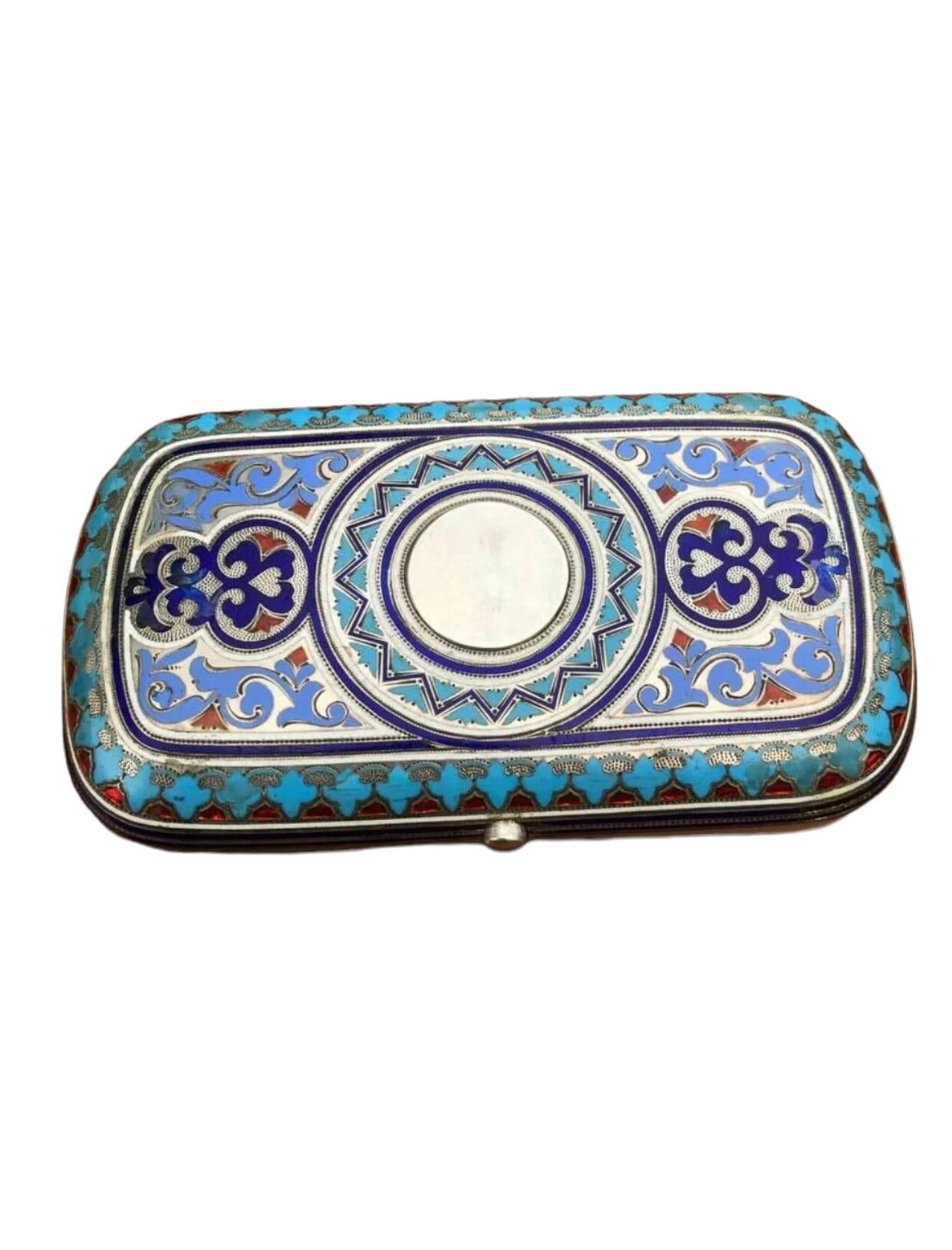 An Antique Imperial Russian Cloisonné Enamel Solid Silver Cigarette case - By well known silversmith - Image 2 of 11