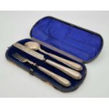 An Antique (mid 19th century) Knife, Fork and Spoon Set. Makers mark for Hilliard and Thomson of