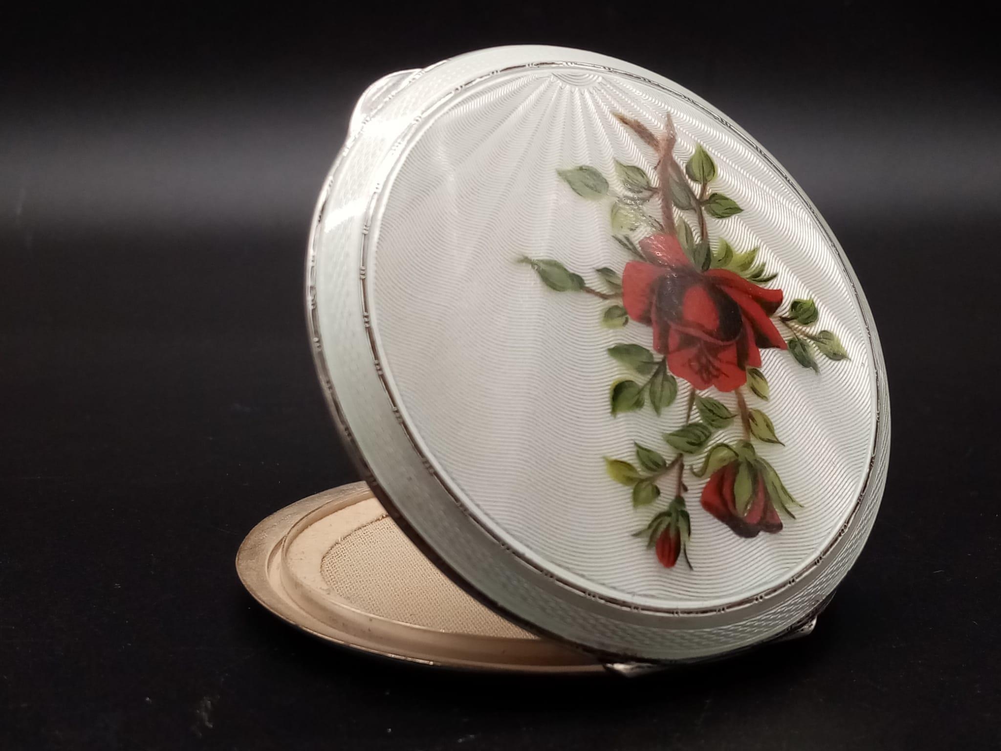 A Vintage but Antique-Styled Enamel and Solid Silver Sophisticated Ladies Set. Comprising of - Image 14 of 26