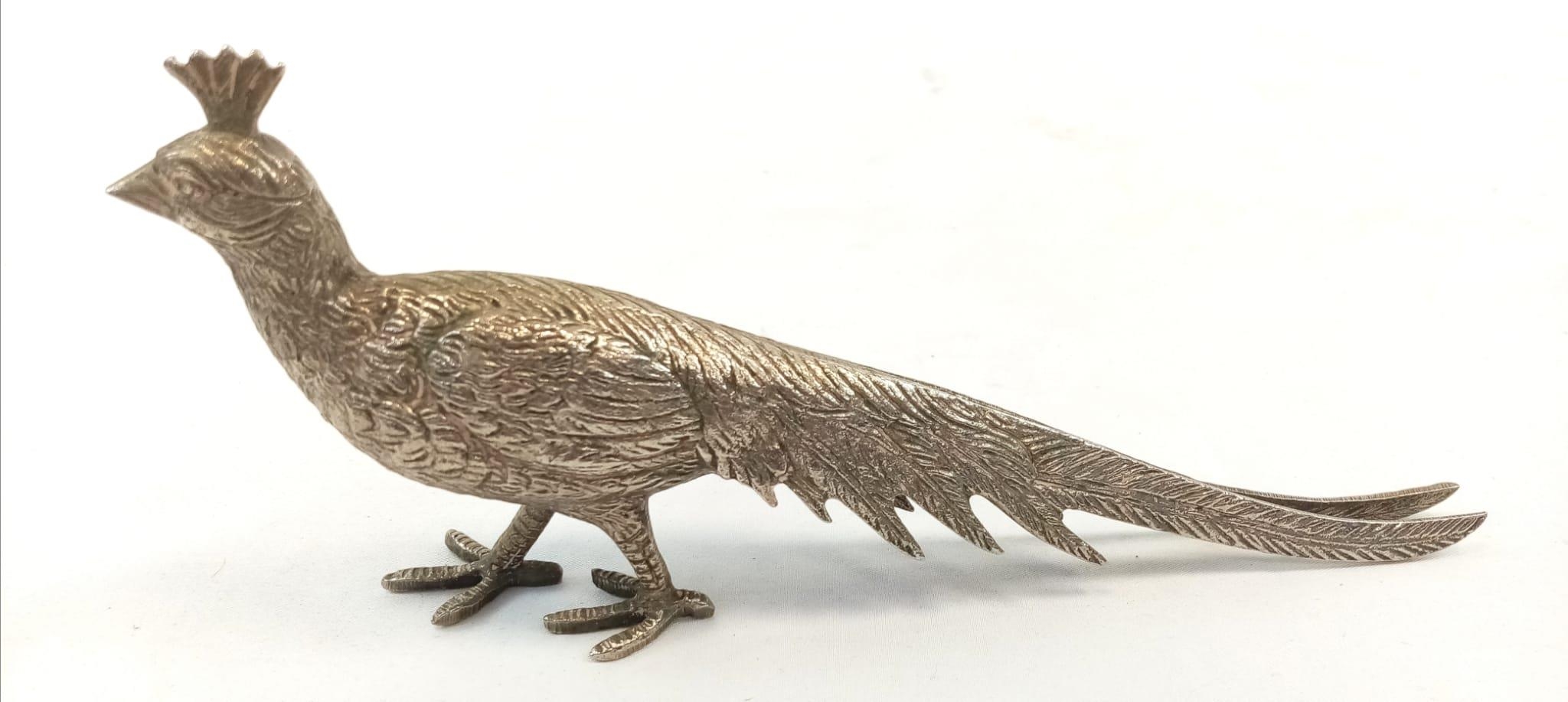 A Pair of Early Silver-Plated White Metal Pheasant Birds. In excellent condition. 23.5cm - Image 2 of 2