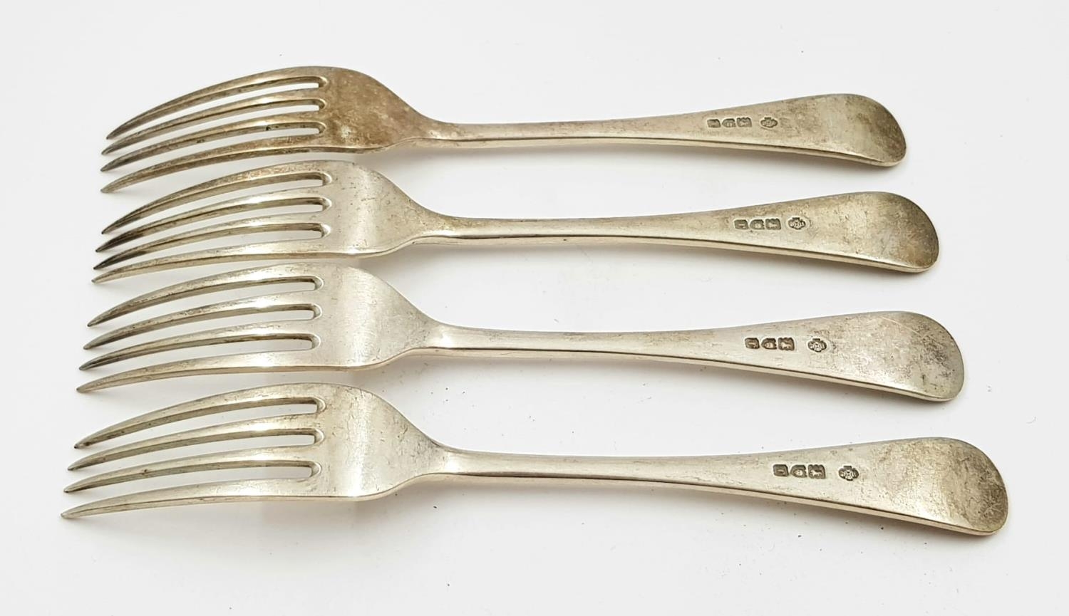 Four Antique William Hutton and Sons of London Sterling Silver Forks. 190g total weight. - Image 3 of 4