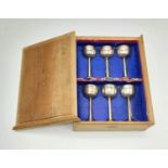 An Antique 19th Century Chinese Silver Set of Six Small Goblets. Comes in original wooden box. 8.5cm