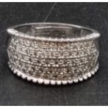 18K WHITE GOLD FANCY DIAMOND BAND RING. 0.75CT OF DIAMONDS. RING SIZE S. TOTAL WEIGHT 11 GRAMS
