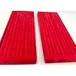 Two Large Hand-Made Ring-Holder Trays in Red Velvet. Each tray capable of holding 250 rings.