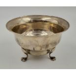 An Antique Solid Silver Bowl with Three Pedestal Lion Feet. Hallmarks for London 1908. 10.5 x 6.5cm.