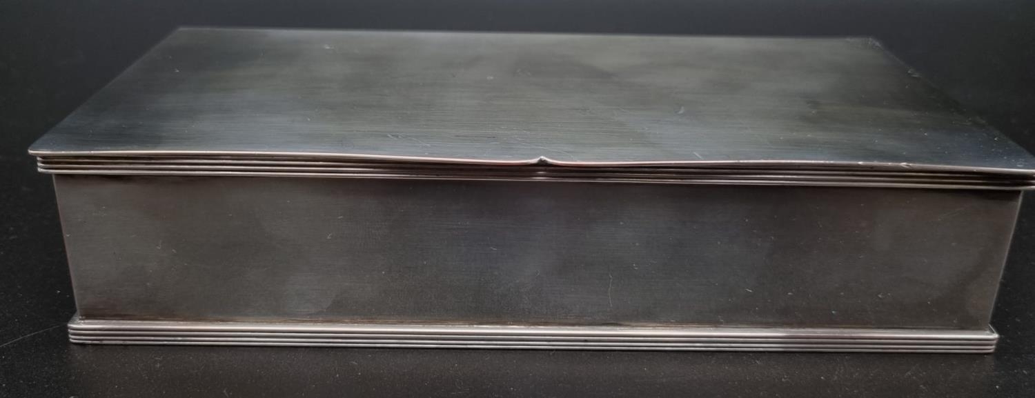 A Copper Silver Plated Cigarette Box. Wood interior. 10 x 20cm. - Image 4 of 5