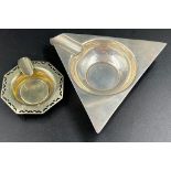 An Antique Solid Silver Ashtray - with a smaller silver plated one. Hallmarks for Birmingham 1922 by