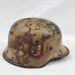 WW2 M35 German Africa Corps Double Decal Helmet & Liner, Some battle damage.