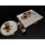 A Vintage but Antique-Styled Enamel and Solid Silver Sophisticated Ladies Set. Comprising of