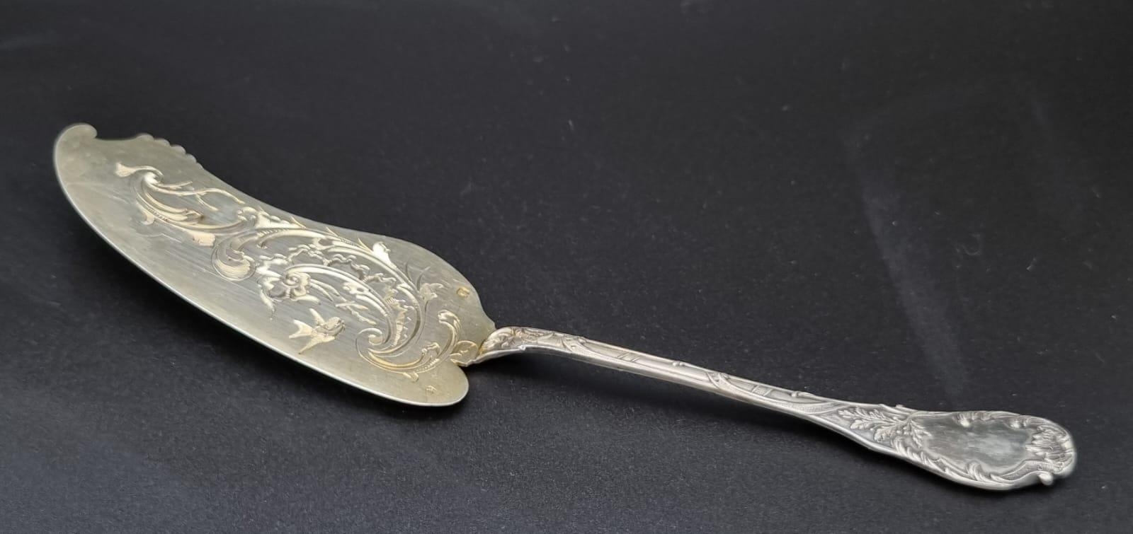 An Antique Silver Fish Serving Knife. 65g. 22cm