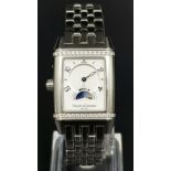 Excellent Condition Jaeger-LeCoultre Reverso Gran Sport Duoface Day Night Diamond Watch. 2004 with