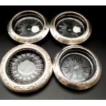 Four Early Sterling Silver and Glass Side-Dishes. 10cm diameter. Good condition.