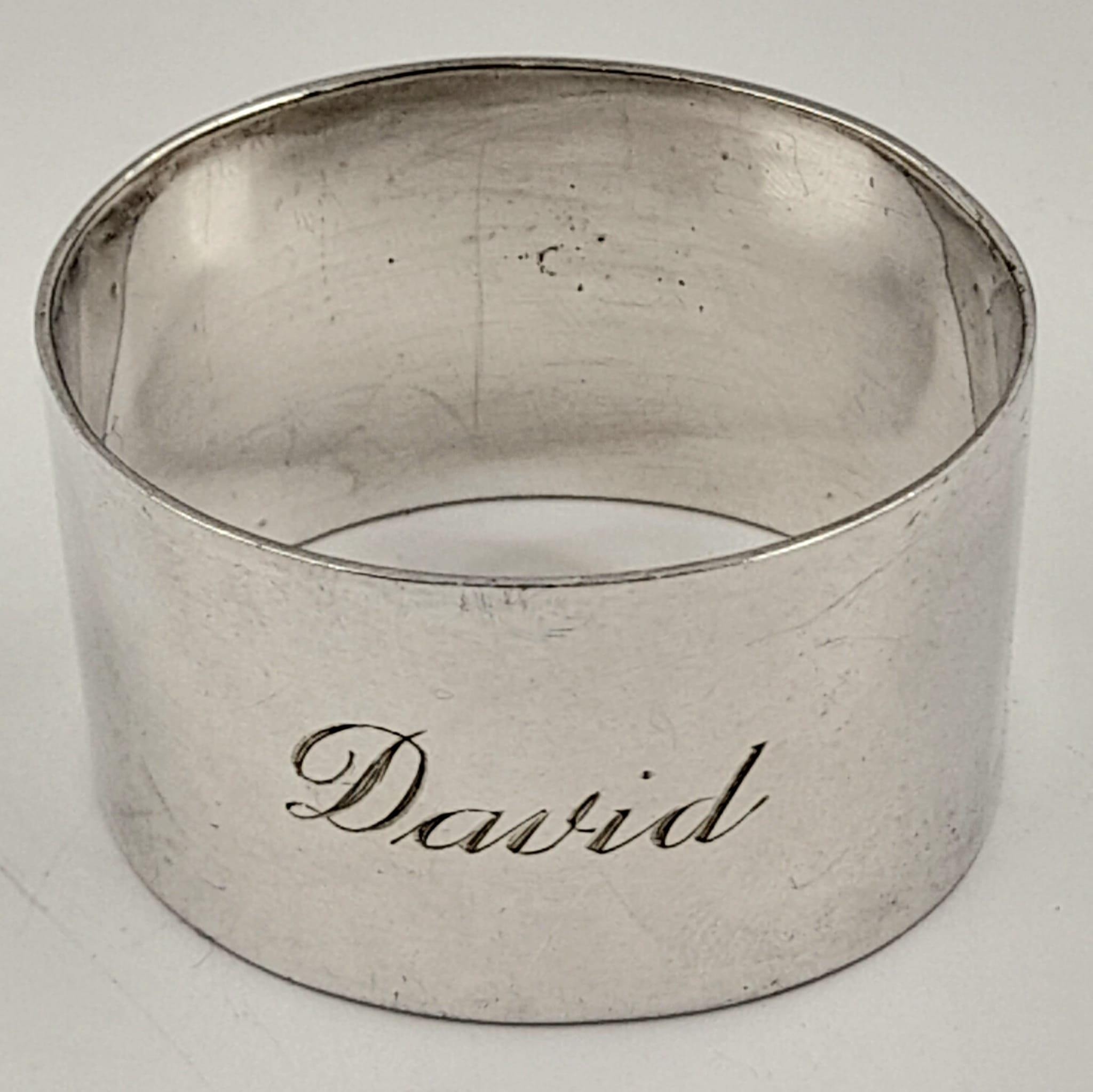 A Fully Hallmarked 1942/43 Silver Napkin Ring with the Name David engraved on.