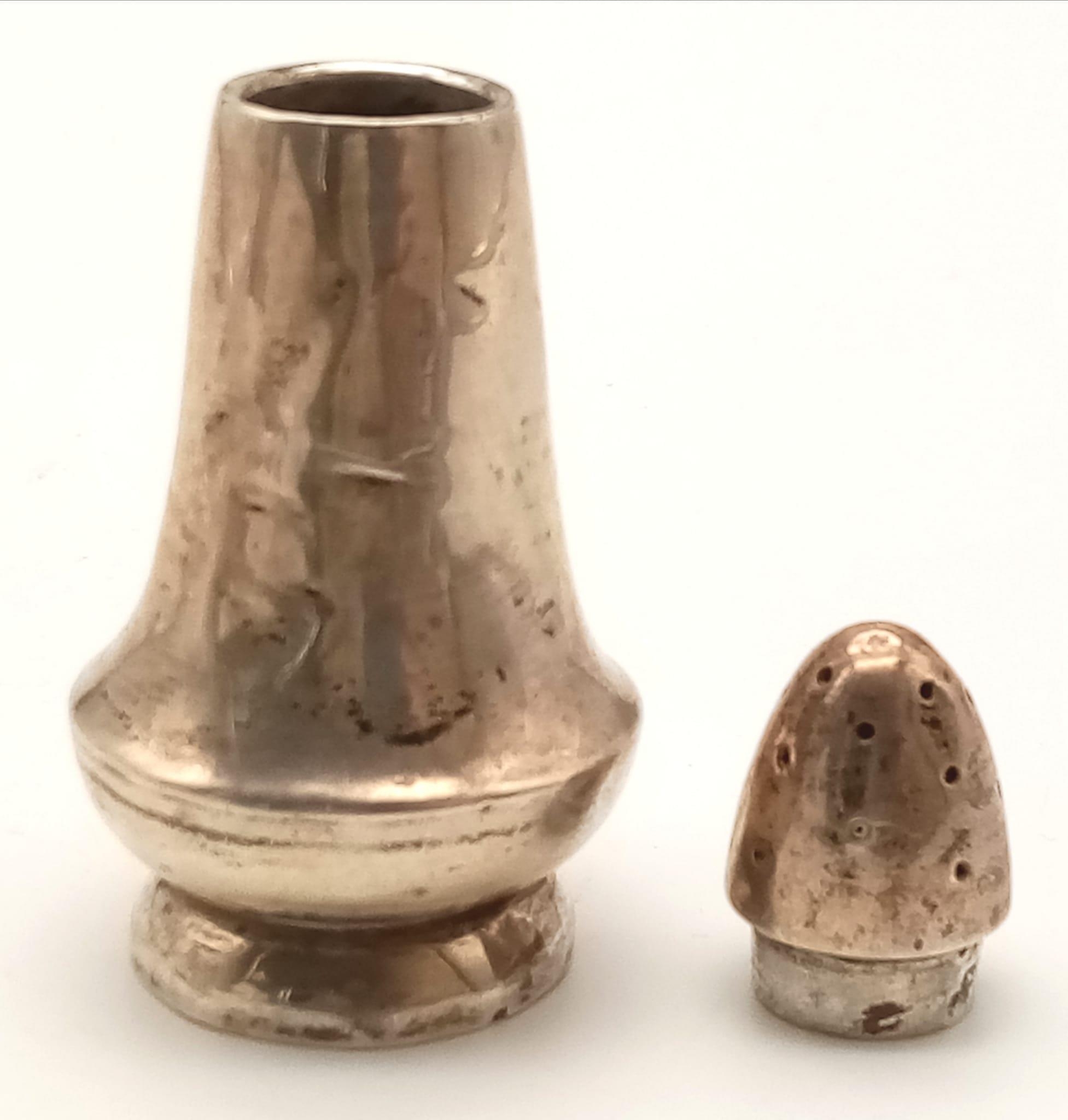 Three Antique Salt or Pepper Pots. One has a glass body. One is Peruvian, with a God and Frog - Image 8 of 10