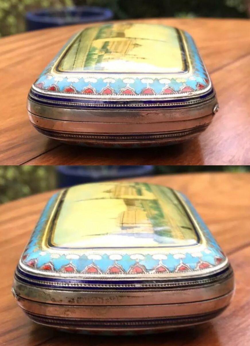 An Antique Imperial Russian Cloisonné Enamel Solid Silver Cigarette case - By well known silversmith - Image 10 of 11