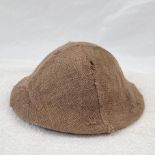 WW1 British Brodie Helmet with liner and hessian cover.