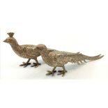 A Pair of Early Silver-Plated White Metal Pheasant Birds. In excellent condition. 23.5cm