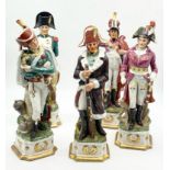 A COLLECTION OF 5 NAPOLEONIC CERAMIC FIGURINES. 30cms in height a/f