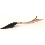 An Antique Solid Silver Islamic Letter-Opener. Possible horn handle. Islamic hallmarks. 25cm. 43g