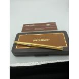 Vintage GOLD PLATED PAPER MATE FOUNTAIN PEN and paper mate case with original instruction leaflet.