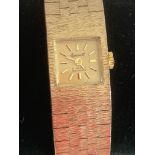 Vintage 1950/60s ladies Ingersoll wristwatch with gold tone brickwork bracelet having square face