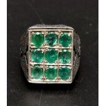 A Rare Vintage Persian Islamic Emerald Solid Silver Ring. Beautifully decorated with over 5ct of