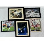 5 SIGNED PHOTOGRAPHS OF RIO FERDINAND, PAUL ROBINSON , LUIS FIGO AND FRANK RIJKAARD WITH