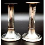 A Pair Of Vintage 925 Silver Small Tiffany and Co Candlesticks. Issue numbers - 16752 - 9575. 13cm