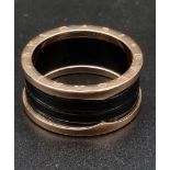 A Bvlgari 18K Rose-Gold and Black Ceramic Ring. B-Zero1. Size Y. 12.35g.