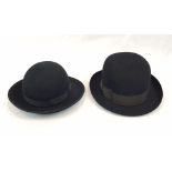 Two Vintage Christy's of London Ladies Black Bowler Hats. Both size 7. In original boxes.