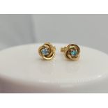 Pair of 9ct gold & aquamarine earring